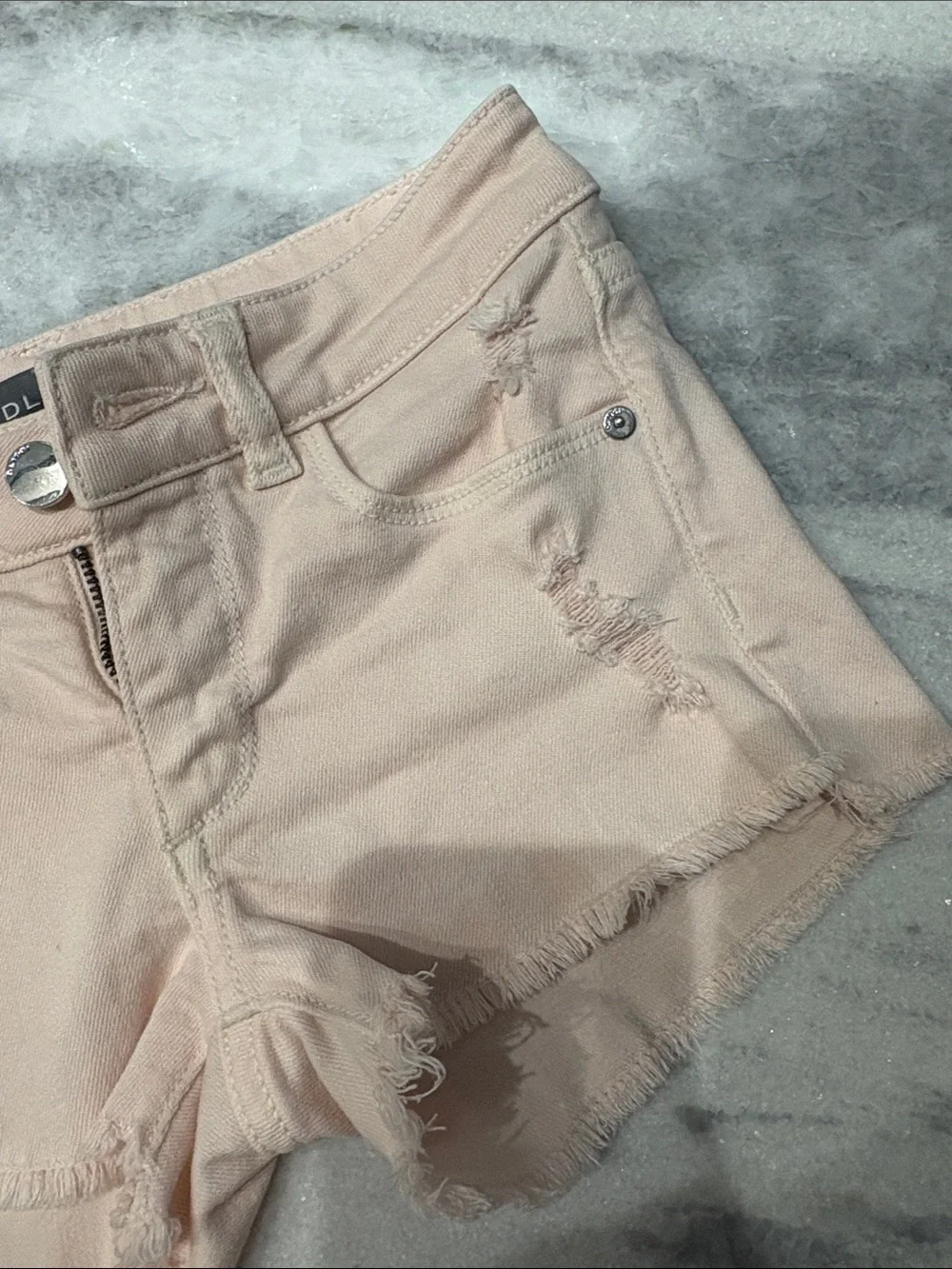 DL1961 Girls Blush Pink Distressed Denim Cutoff Shorts